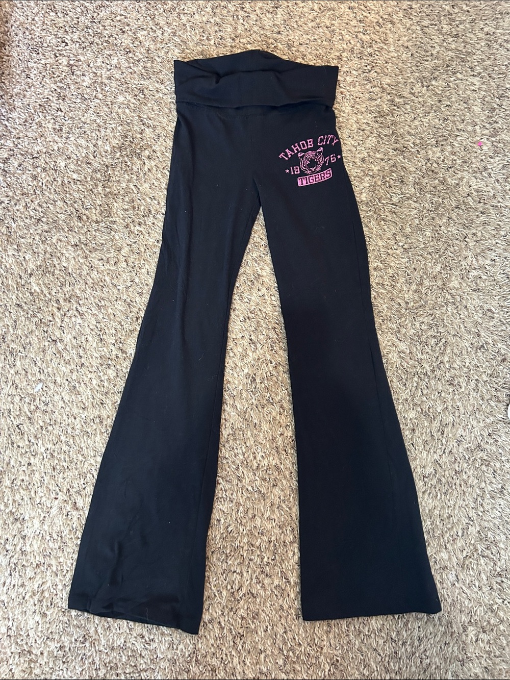 One Step Ahead Black Flare Leggings with Pink Tahoe City Graphic